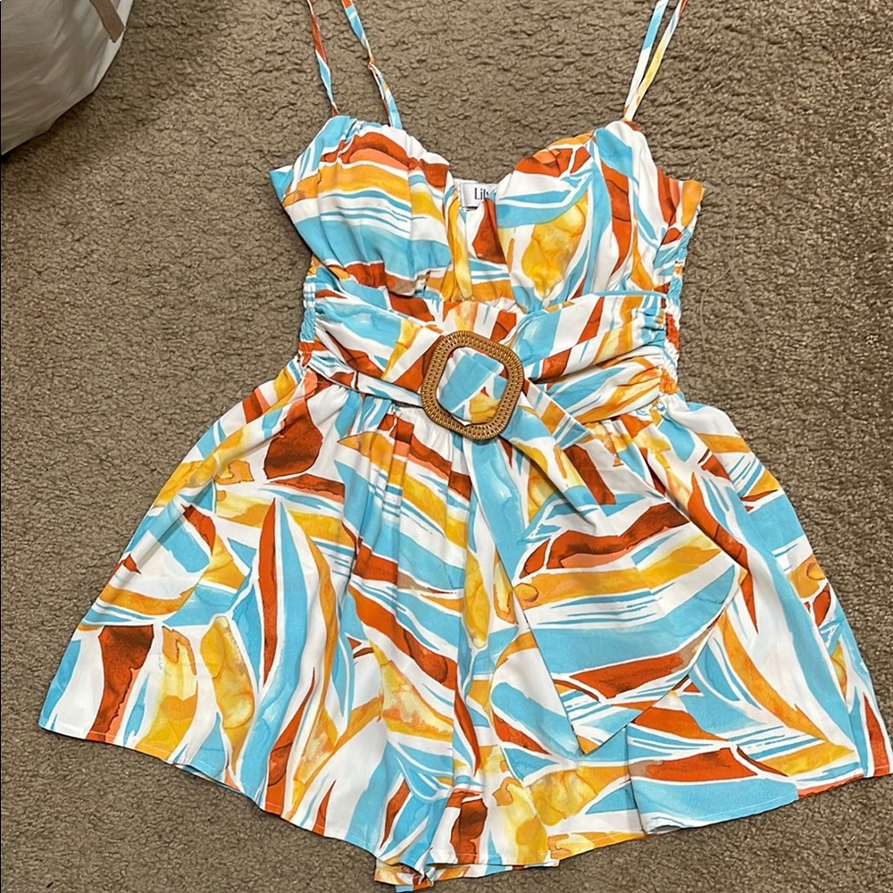 Lilyful Oceana Printed Belted Romper